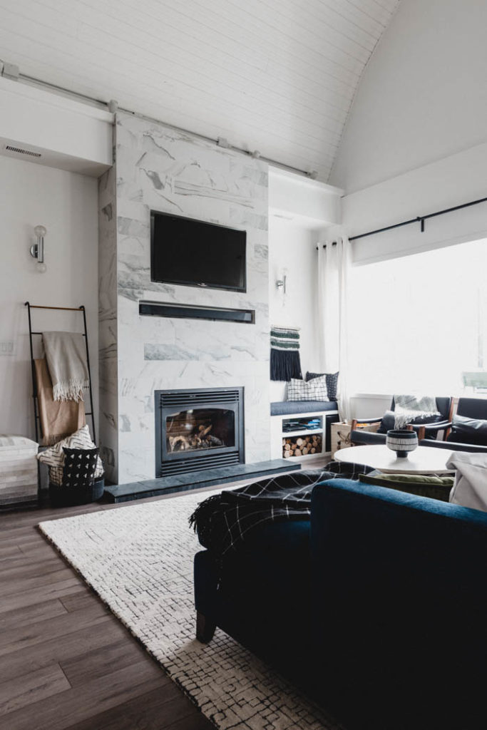 living room with new laminate flooring