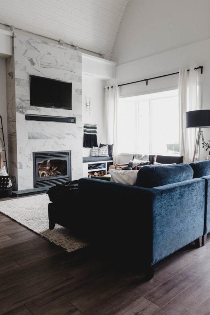 living room with laminate flooring