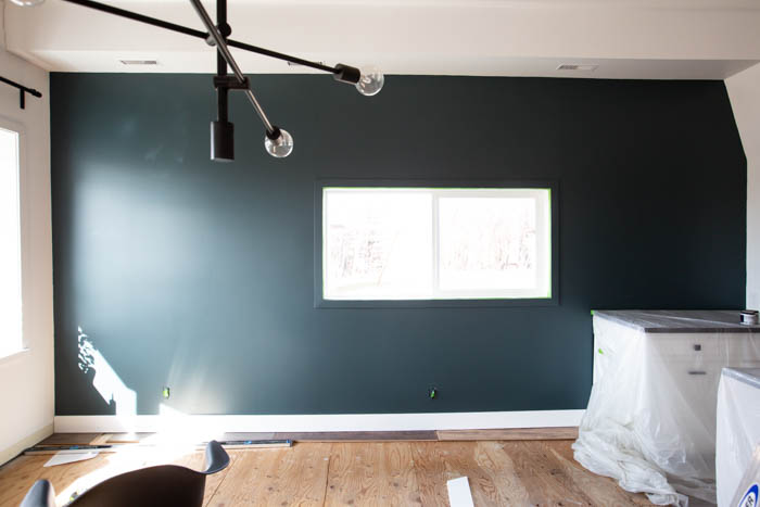 Dark green wall during renovations