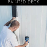 painting the privacy fence with the paint sprayer with text overlay reading "how to maintain your painted deck"