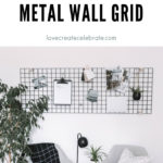 Metal wall grid with text overlay reading "DIY nordic metal wall grid"