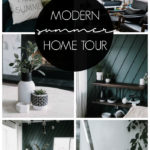 Collage of modern summer photos with text overlay reading "modern summer home tour"