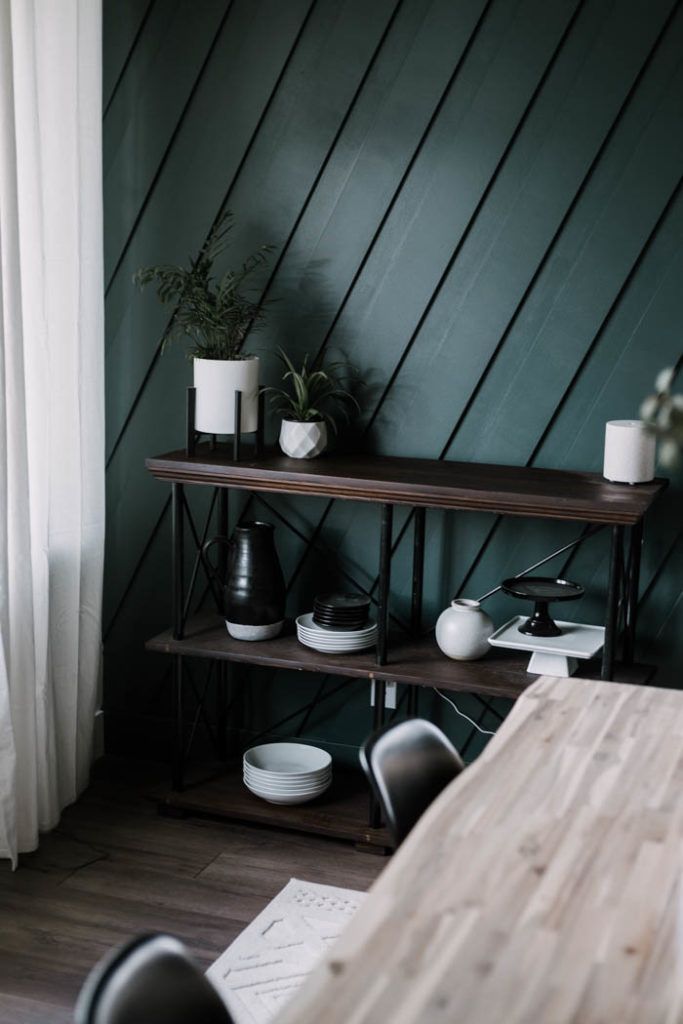 simple dining room open shelving