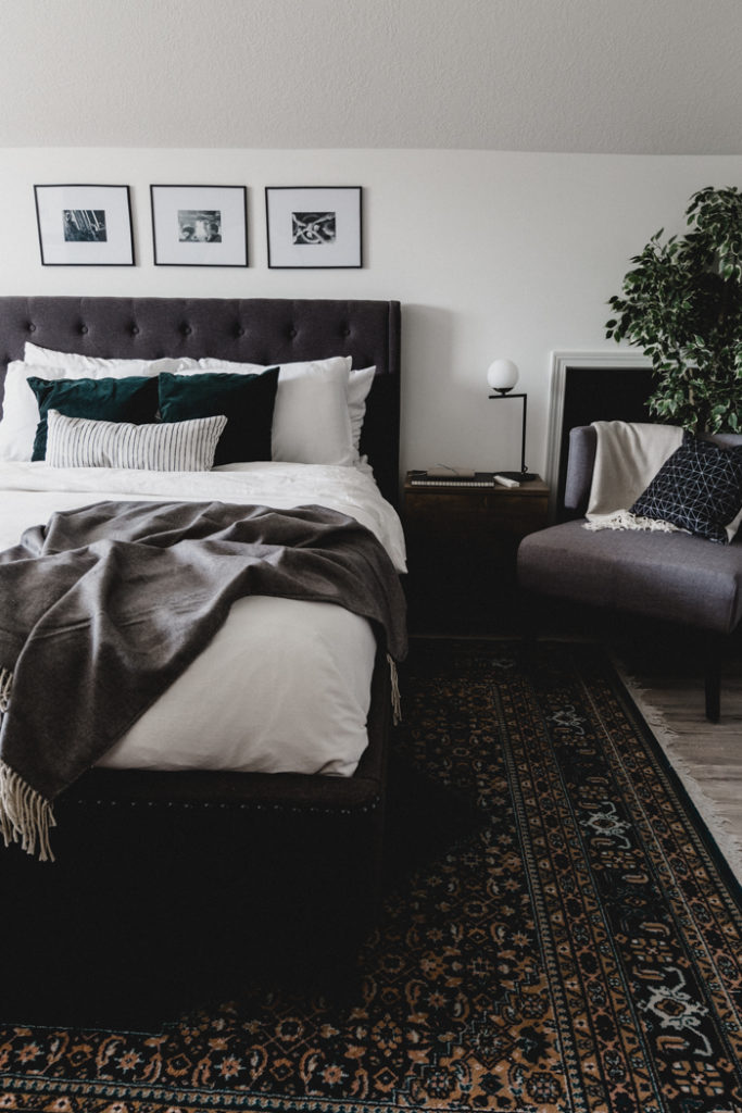 moody colours in master bedroom