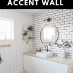 Gorgeous bathroom with text reading, "a new bathroom accent wall"