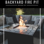 "Backyard Fire Pit" text over backyard modern fire pit