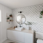 Gorgeous bathroom accent wall with subway tile