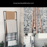 DIY modern blanket ladder made with copper pipe
