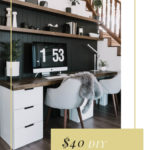 Stunning modern desk with text overlay reading "$40 DIY Desktop"