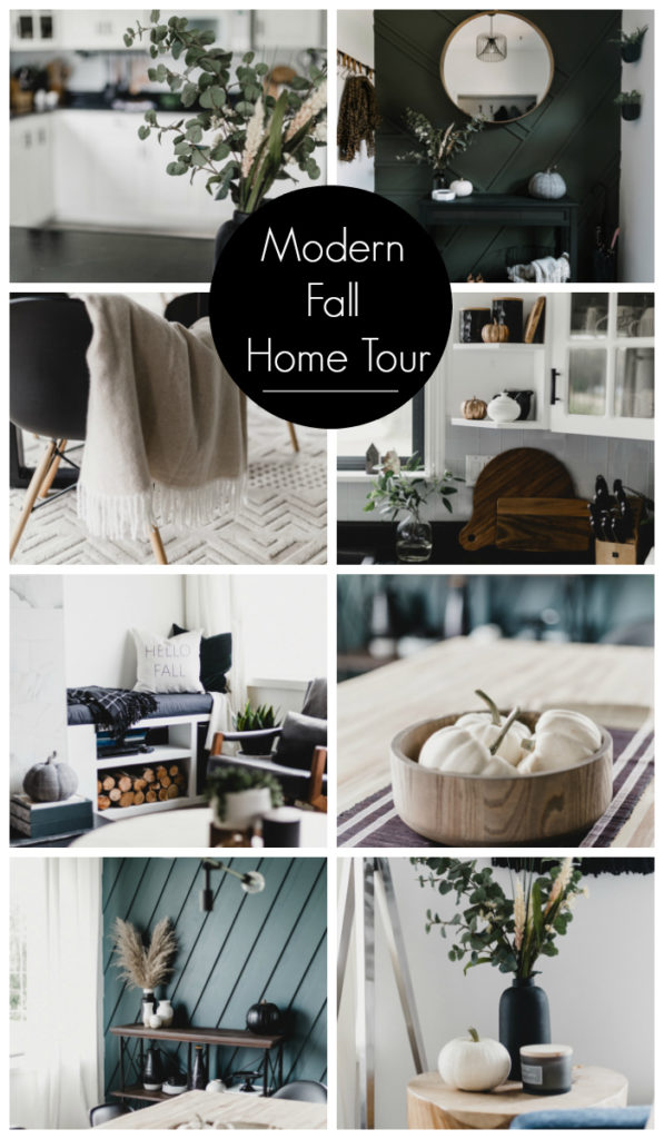 Collage of fall home tour photos with text overlay reading "Modern Fall Home Tour"