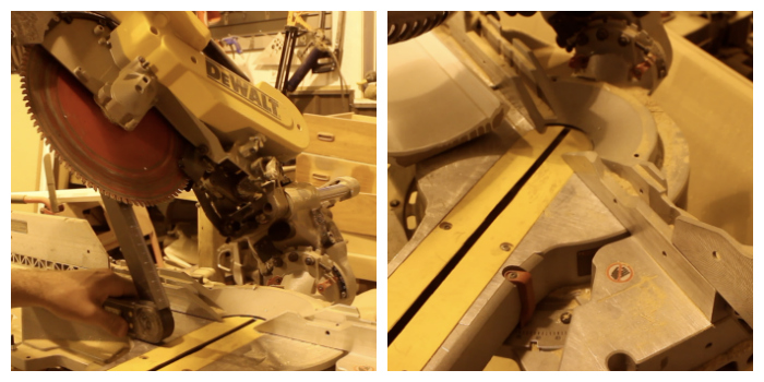 adjusting the bevel and mitre of a mitre saw