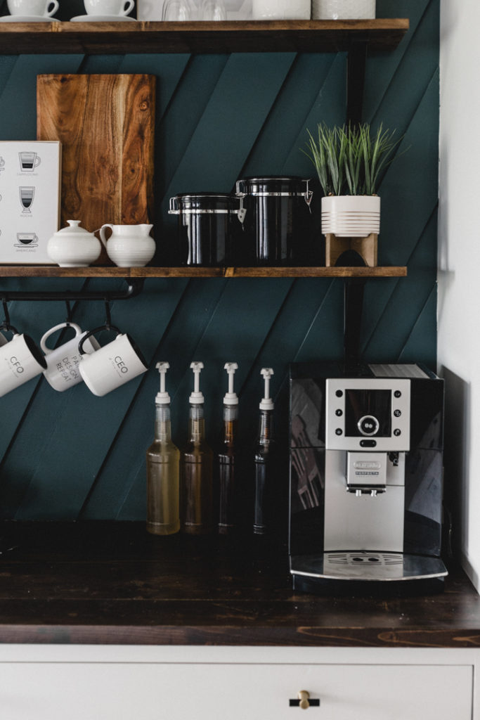 Coffee station with Delonghi espresso machine