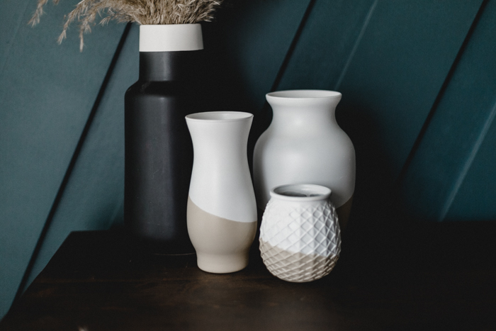 DIY fall white and beige vases