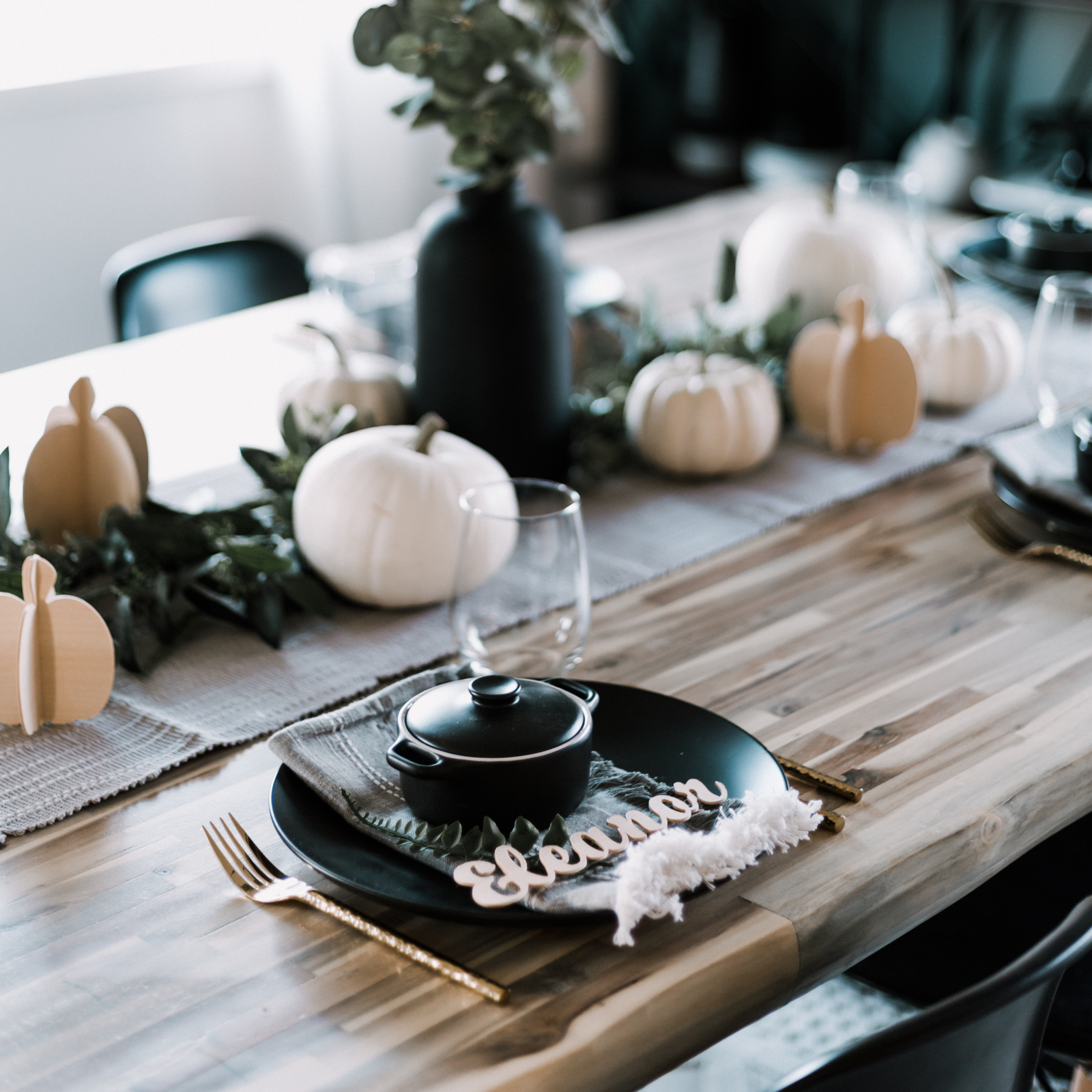 Tablescape with wood projects made on the Cricut maker