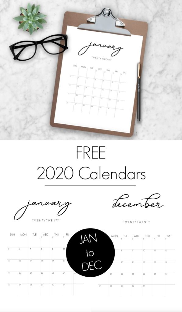 FREE modern 2020 Calendars