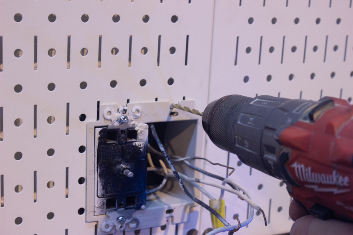 installing an outlet in metal pegboard
