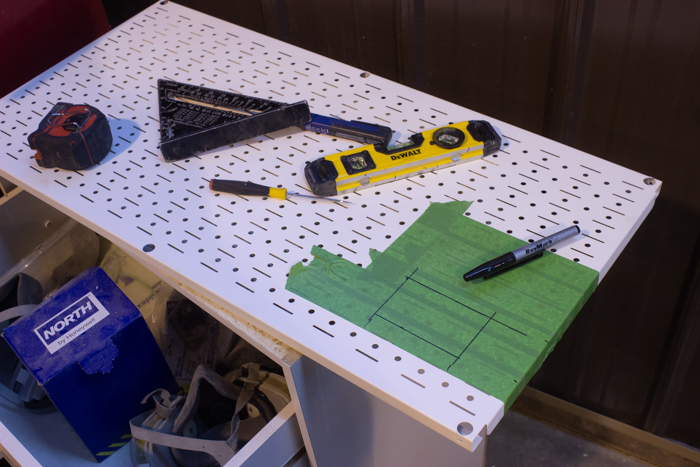 how to mark out an outlet on metal pegboard