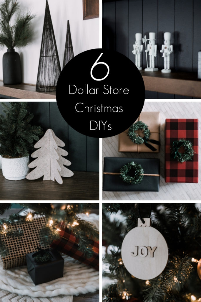 collage of modern dollar store Christmas DIYs