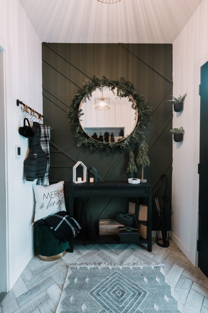 modern entryway with lights on