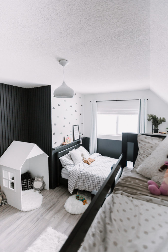 Shared kids bedroom with modern design renovated in one weekend