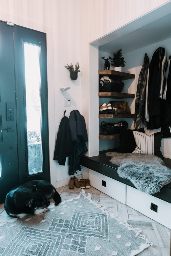 modern winter mudroom