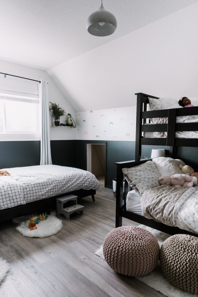 black and white shared bedroom makeover