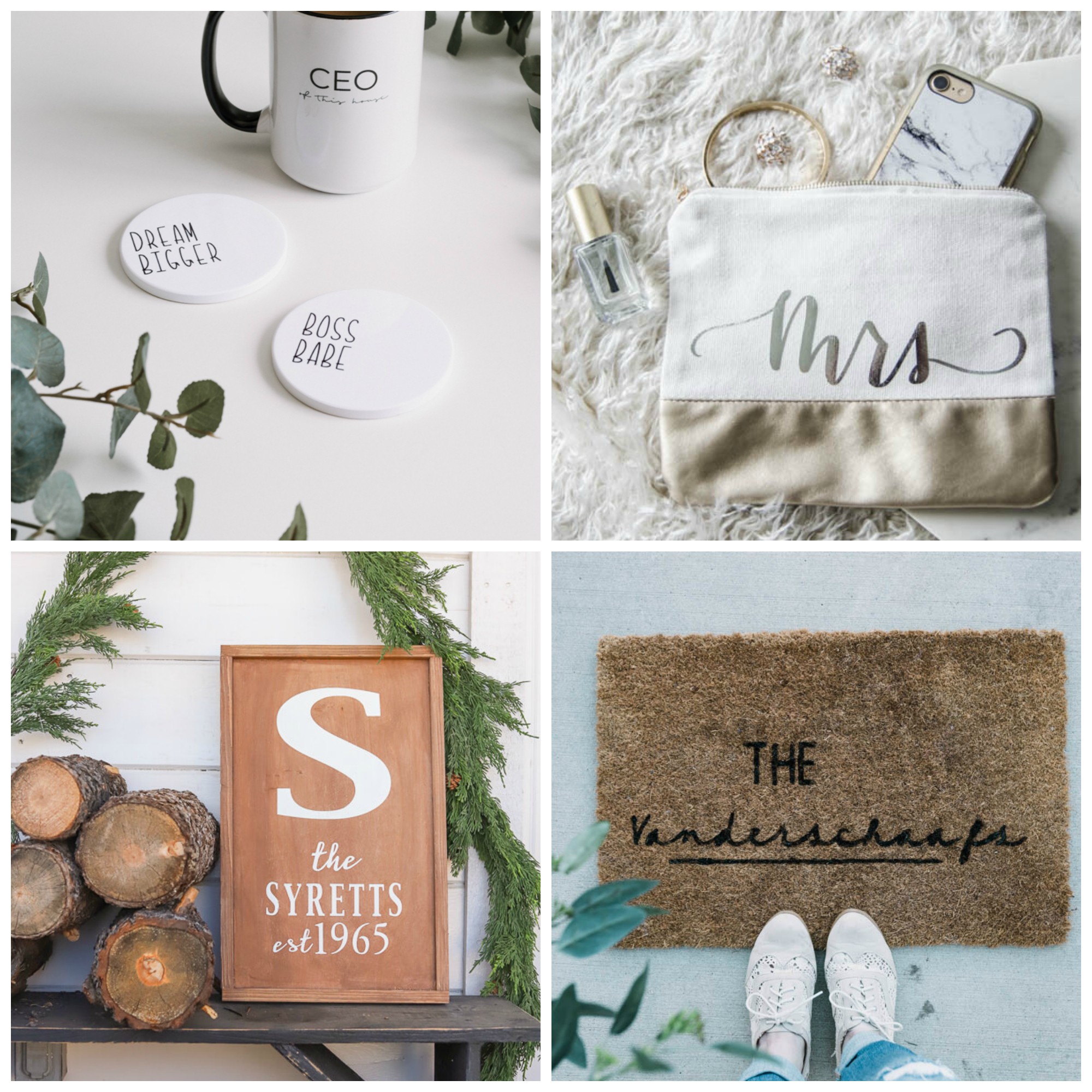 Collage of DIY Personalized gifts