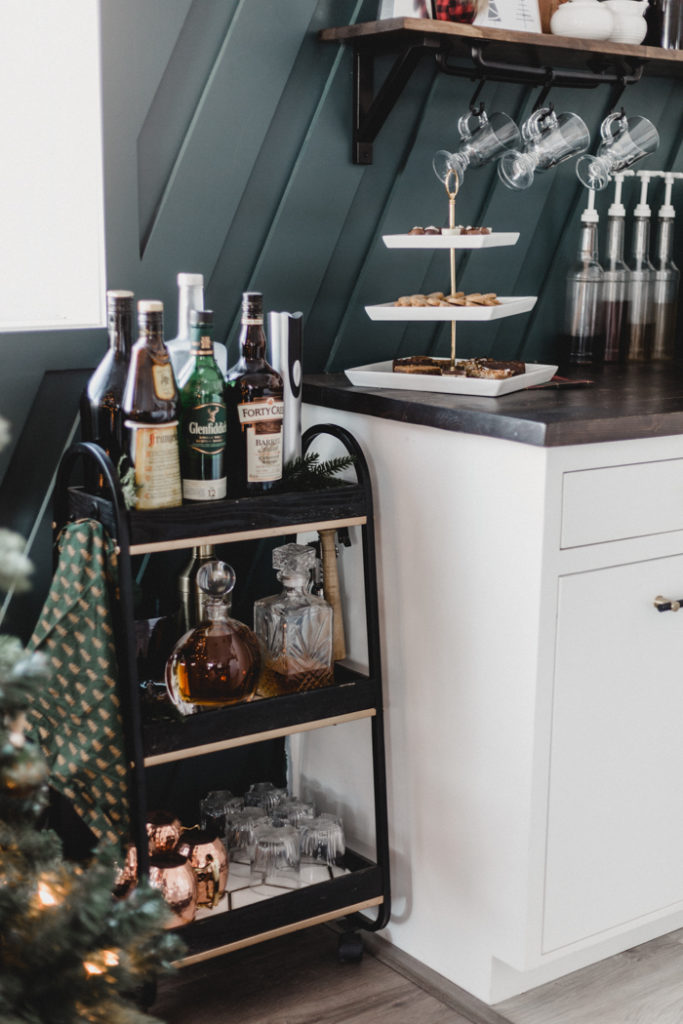 Christmas bar cart