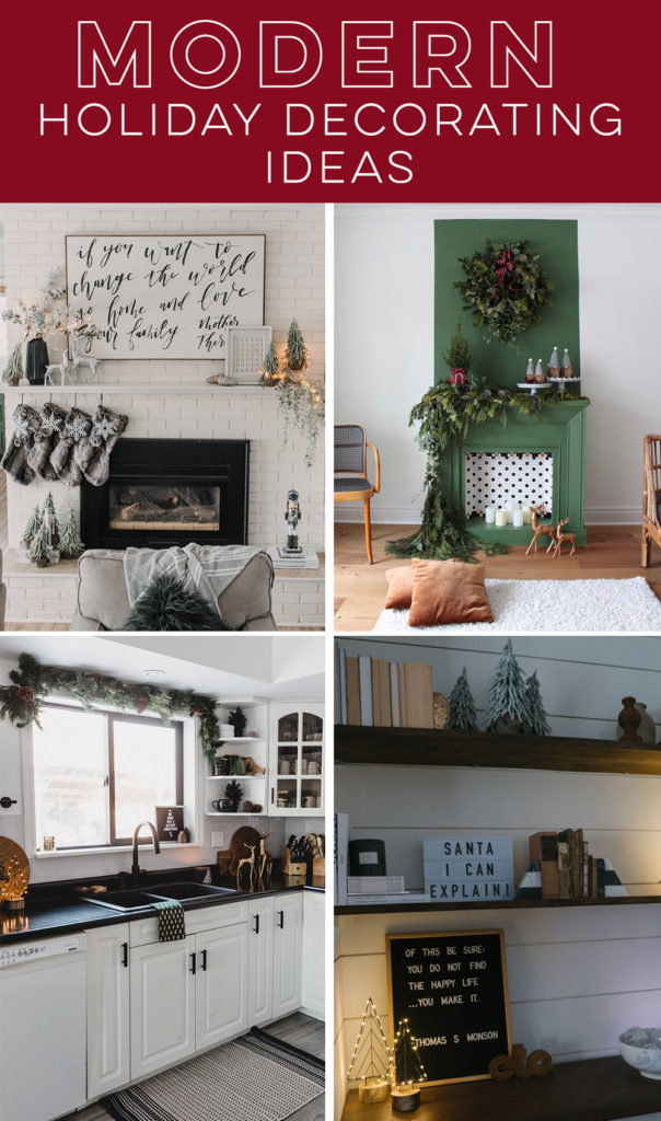 collage of modern Christmas decorating ideas