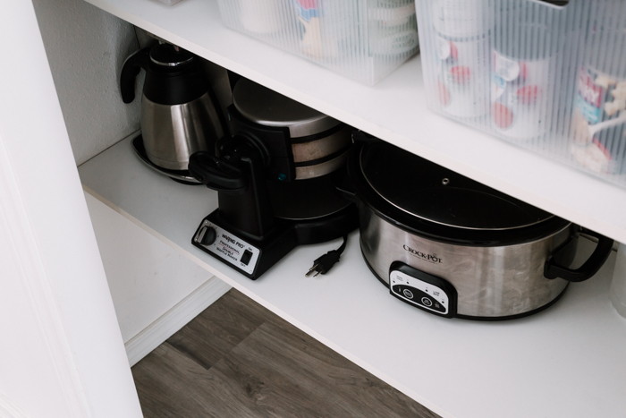 appliances in the pantry shelves