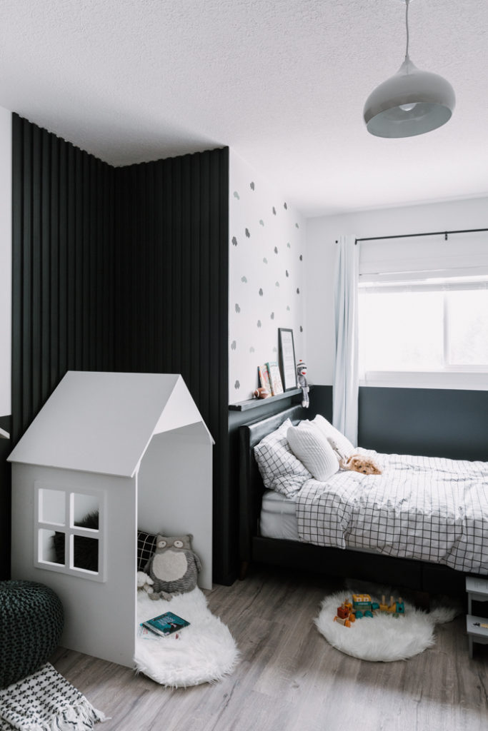 Picture ledge in a modern kids bedroom