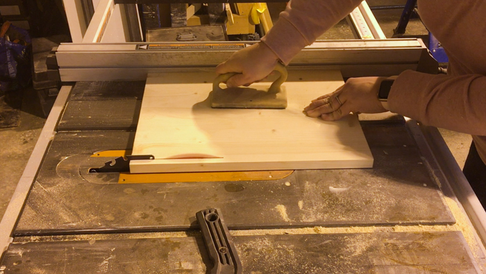 running scrap wood through table saw