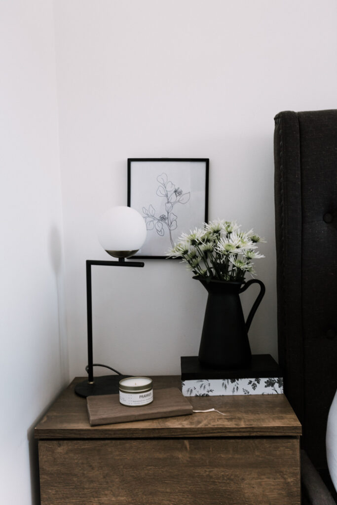 simple black and white night stand