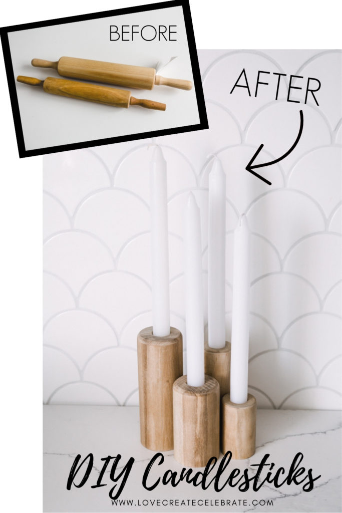 before and after of rolling pin candlesticks