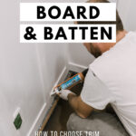 photo of sealing board and batten with text reading DIY Board and Batten
