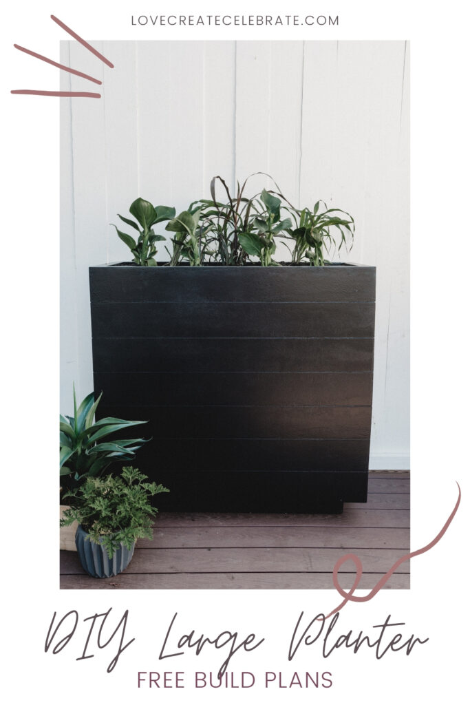large planter box with text overlay reading DIY large planter