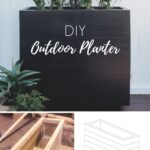 collage of planter before and after pictures with text reading DIY outdoor planter