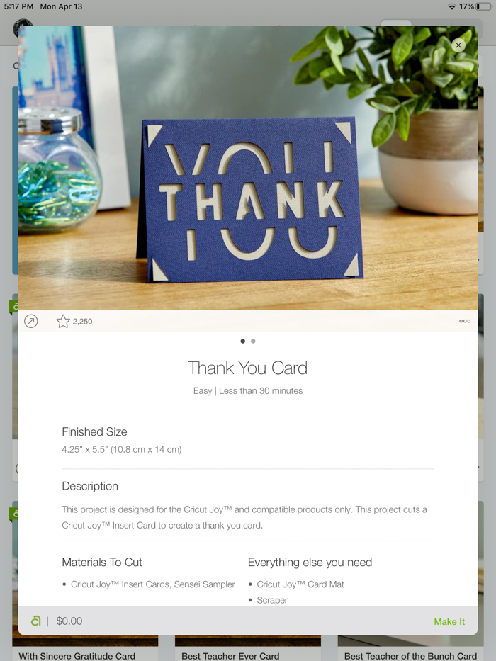 modern Cricut thank you card design