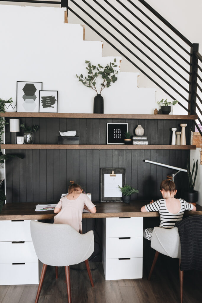 Kids at a Modern Homework Station