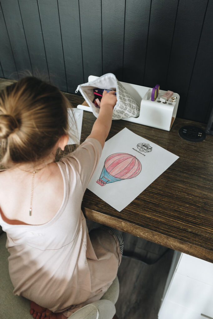 Colouring at a Desk at Home