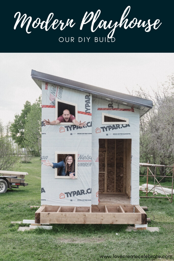 Photo of beautiful kids playhouse with text reading "modern playhouse"