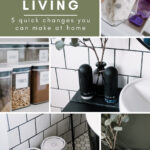 Collage of reducing waste photos with text reading zero waste living