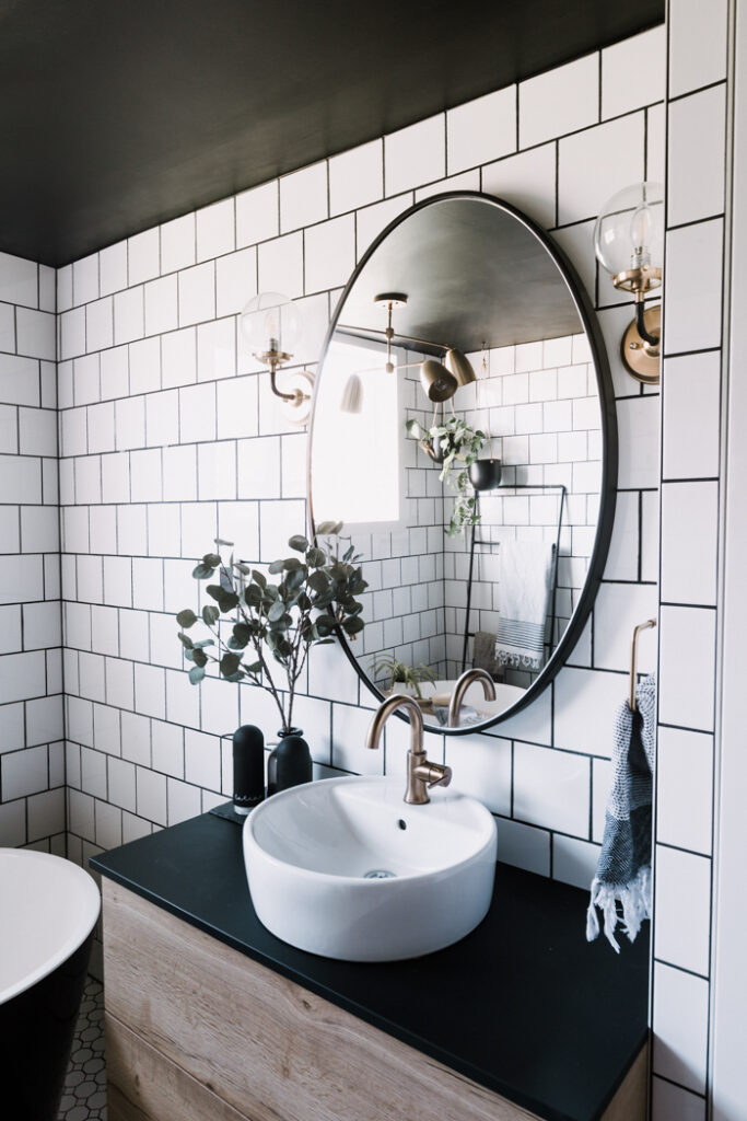 Modern bathroom with white tile