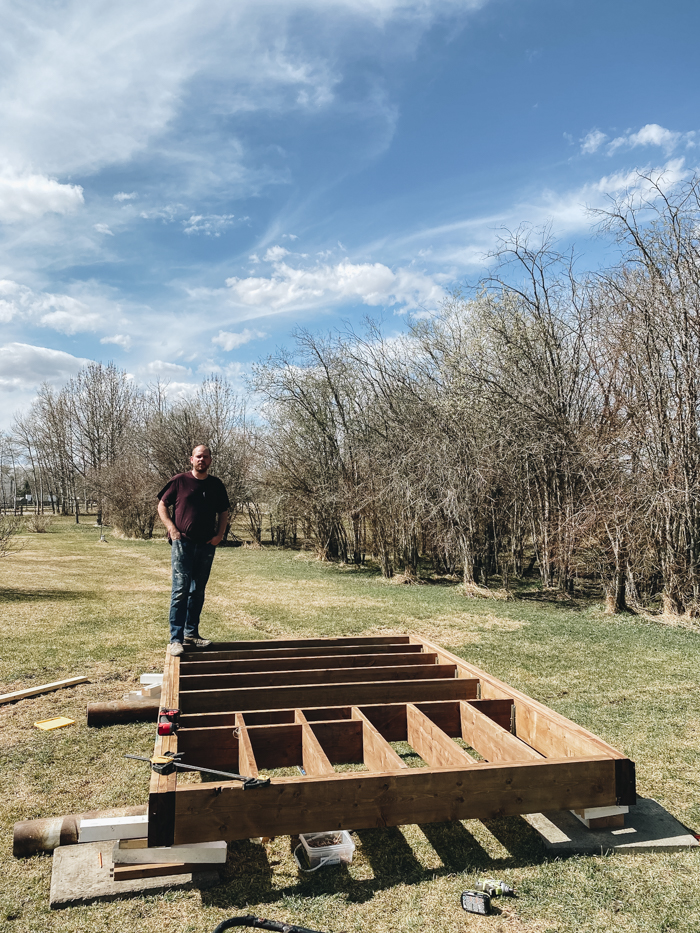 building the bottom frame for the playhouse