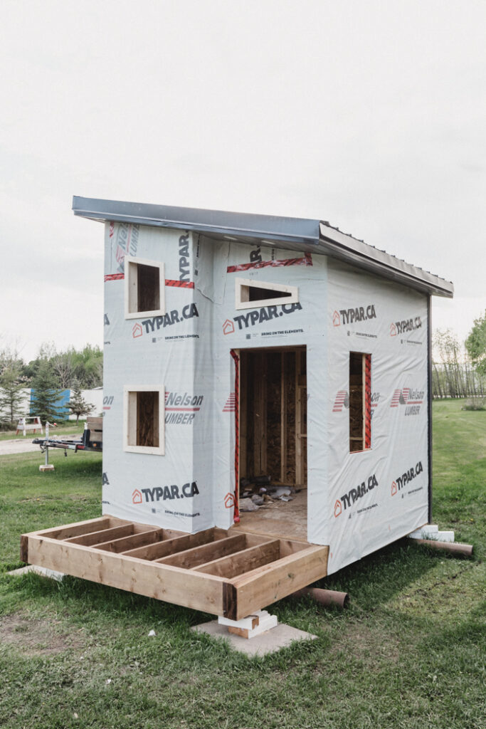 Wooden playhouse built on the ground