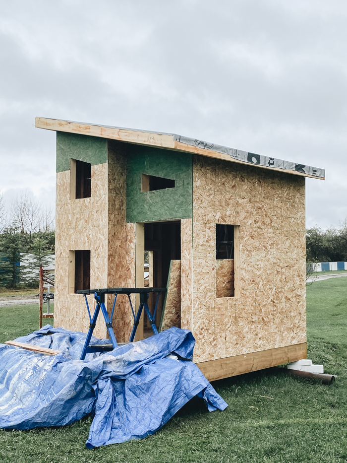 sheeting the outside of our playhouse