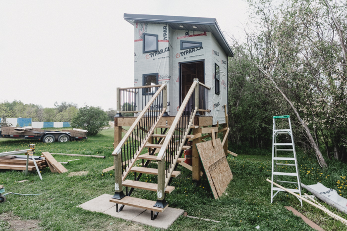 DIY raised playhouse being built