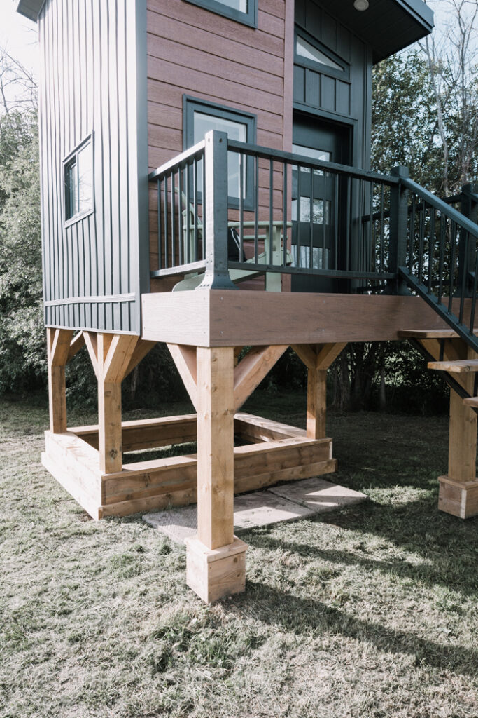 modern kids DIY playhouse with sandbox underneath