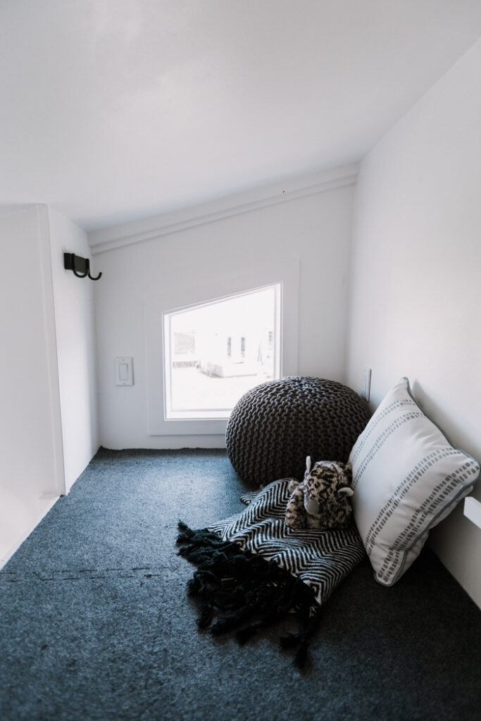 reading nook in playhouse loft