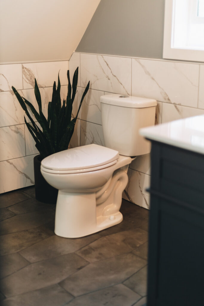 toilet in a-frame bathroom